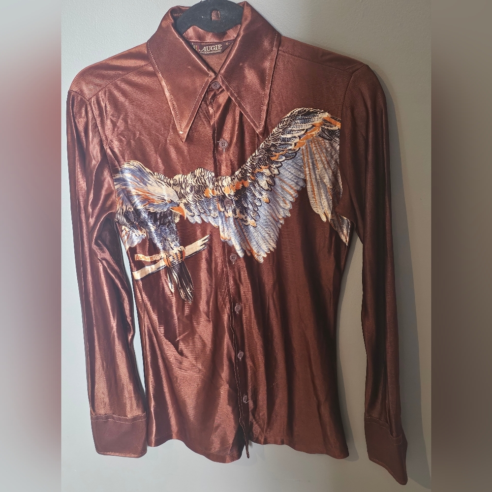 Rare Vintage 70s Disco Shirt with Eagle Design
